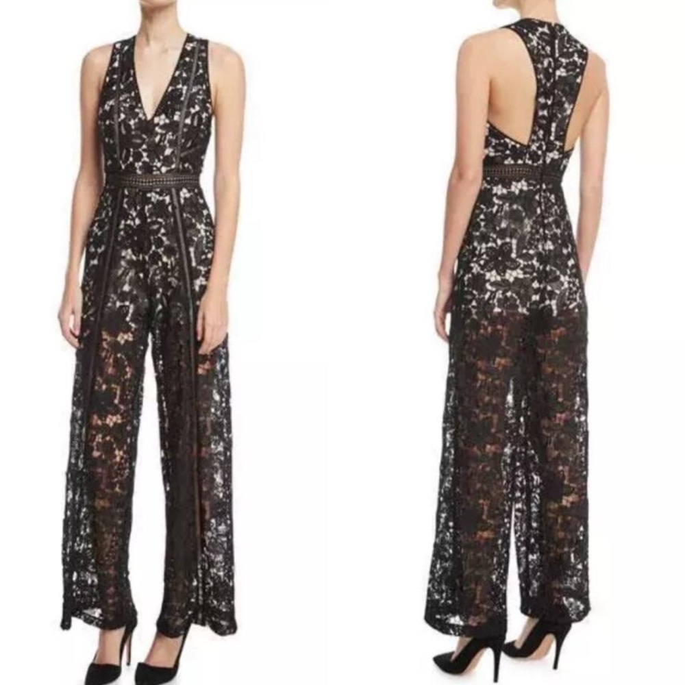 Alice + Olivia Black Lace Jumpsuit
